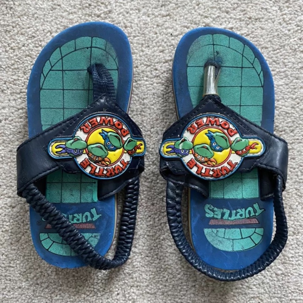 Vintage 90s Turtle Power Ninja Turtles Sandals Kids